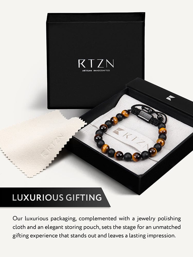 Tiger Eye & Black Onyx Beaded Bracelet - Tulum RTZN