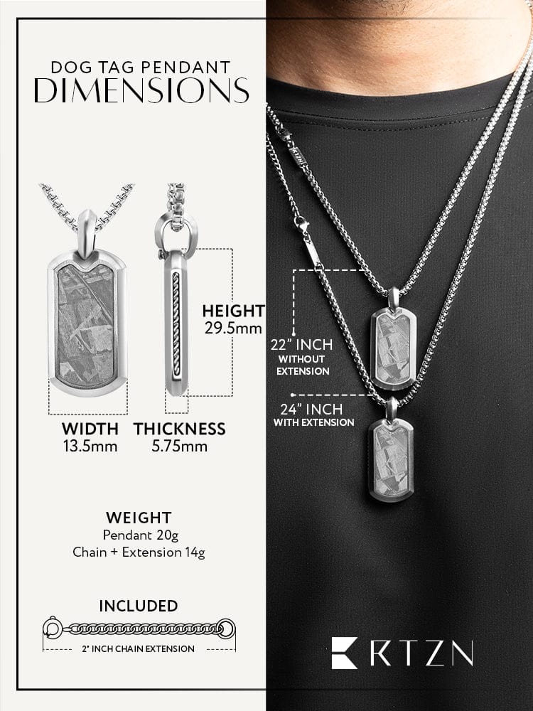 Meteorite Dog Tag Pendant Necklace RTZN