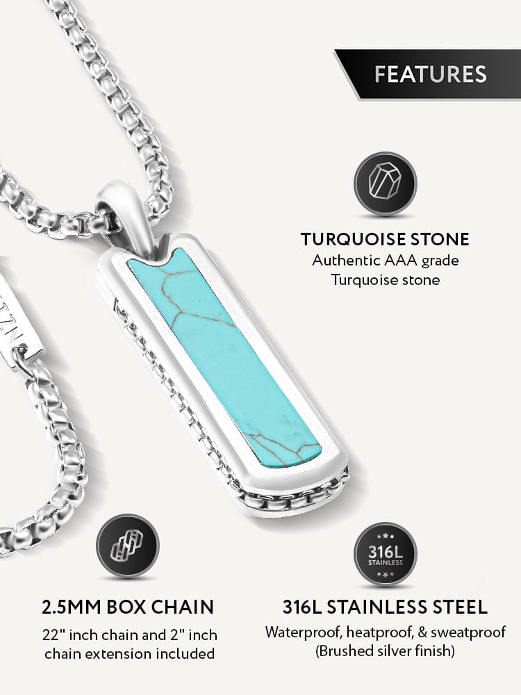 Turquoise Column Pendant Necklaces RTZN