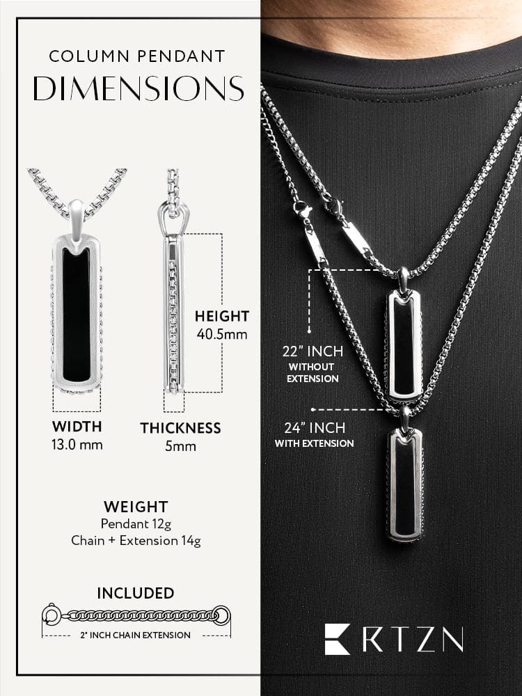 Black Onyx Column Pendant Necklace RTZN