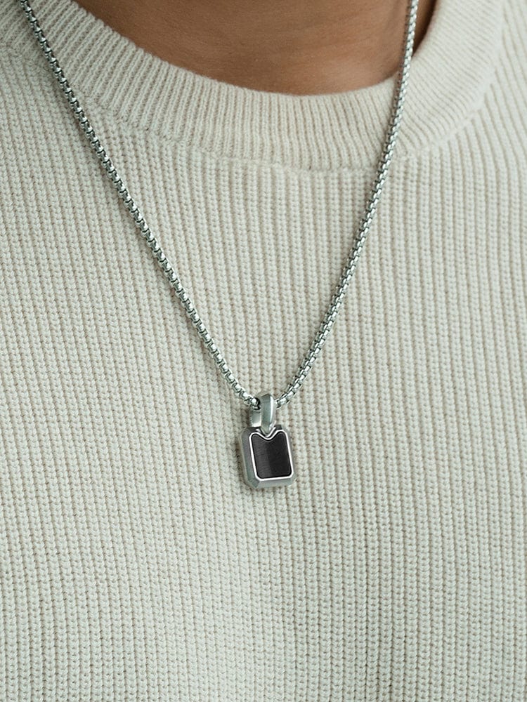 Black Onyx Square Pendant Necklace RTZN