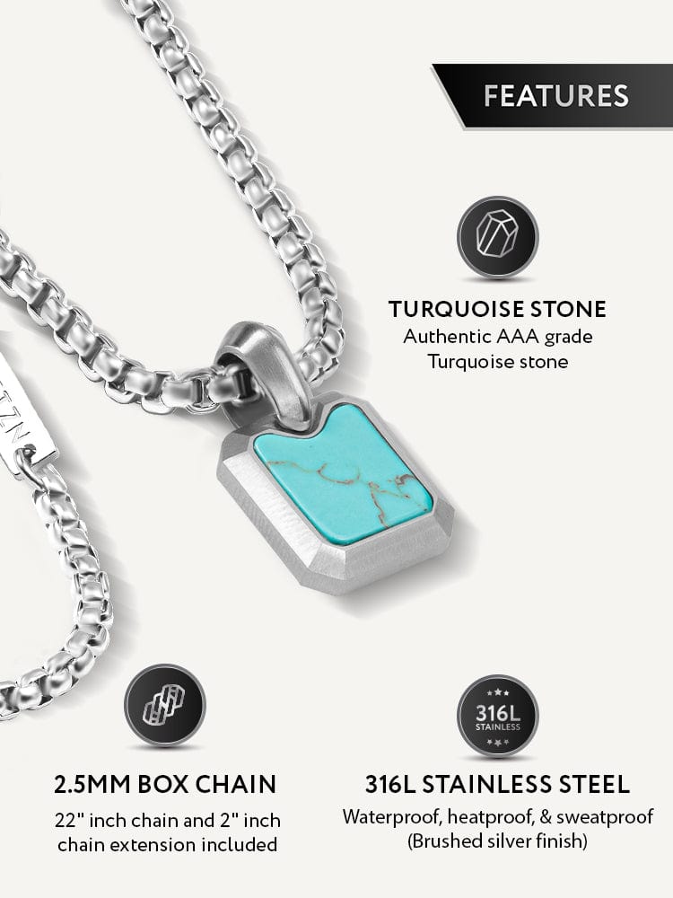 Turquoise Square Pendant Necklaces RTZN