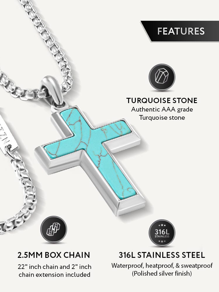 Turquoise Cross Pendant Necklaces RTZN