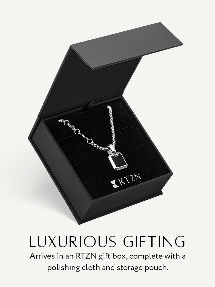 Black Onyx Square Pendant Necklace RTZN
