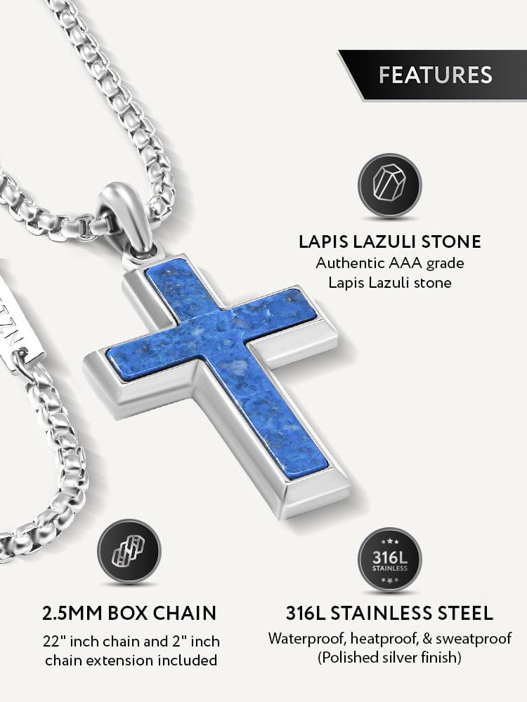 Lapis Lazuli Cross Pendant Necklace RTZN