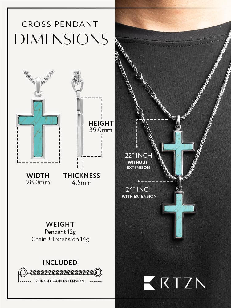 Turquoise Cross Pendant Necklaces RTZN