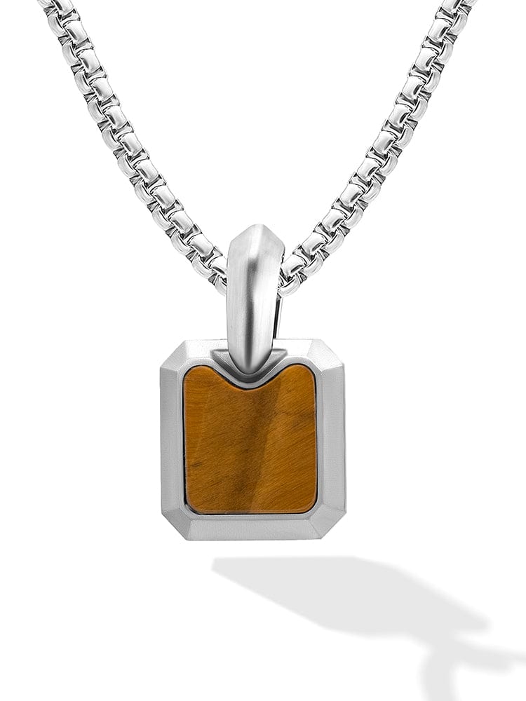 Tiger Eye Square Pendant Necklace RTZN