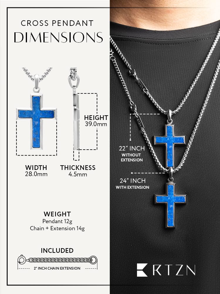 Lapis Lazuli Cross Pendant Necklace RTZN