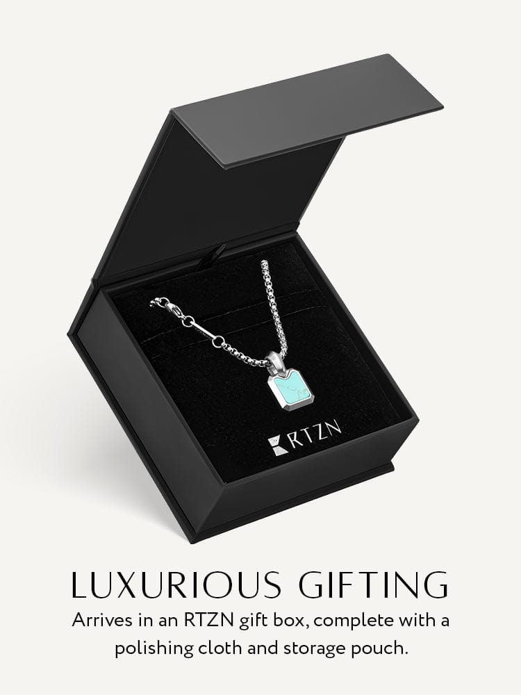 Turquoise Square Pendant Necklaces RTZN