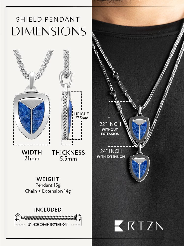 Lapis Lazuli Shield Pendant Necklace RTZN