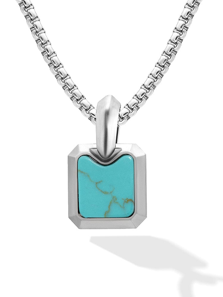 Turquoise Square Pendant Necklaces RTZN