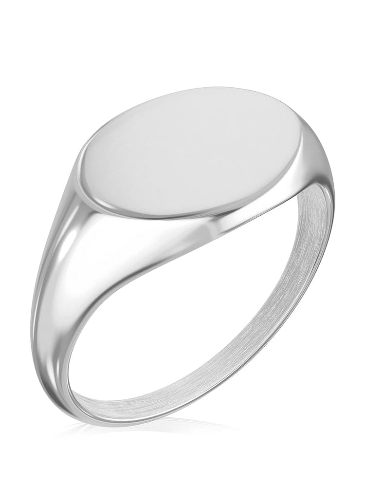 Silver Round Signet Rings (Polished) RTZN