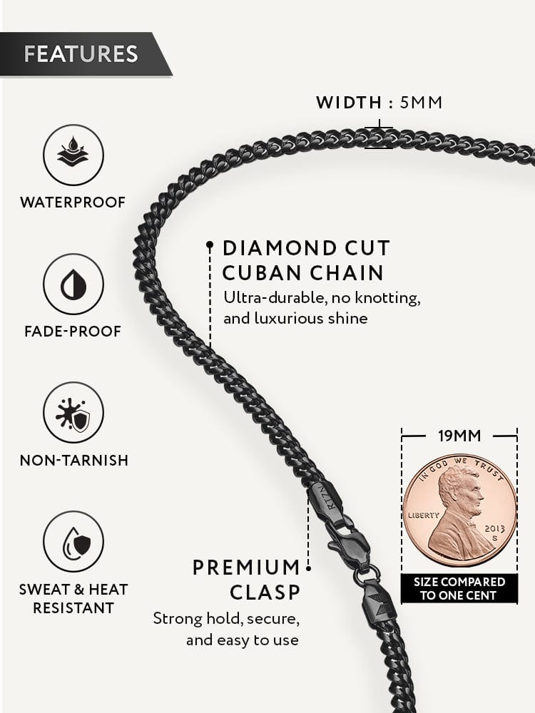 Black Cuban Link Chain (5mm) RTZN