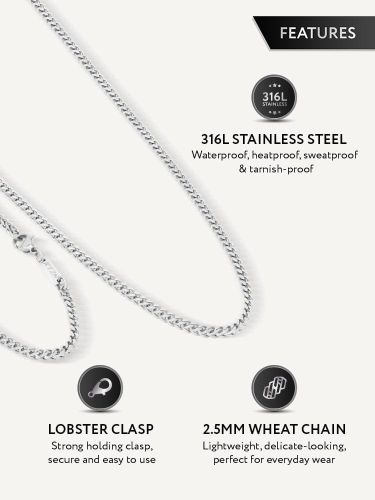 Wheat Chain - 2.5mm (Silver)