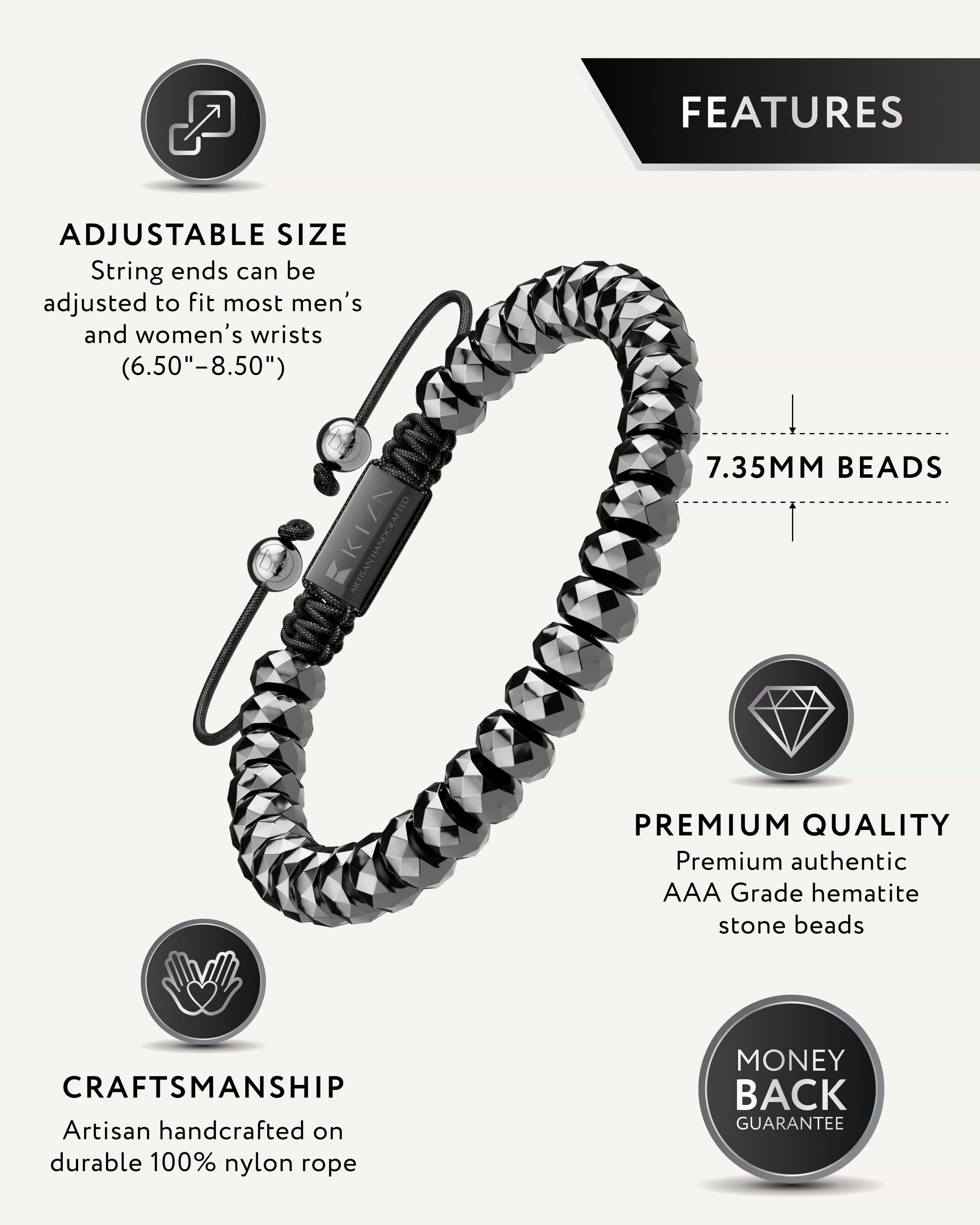 Hematite Beaded Bracelet - Faceted