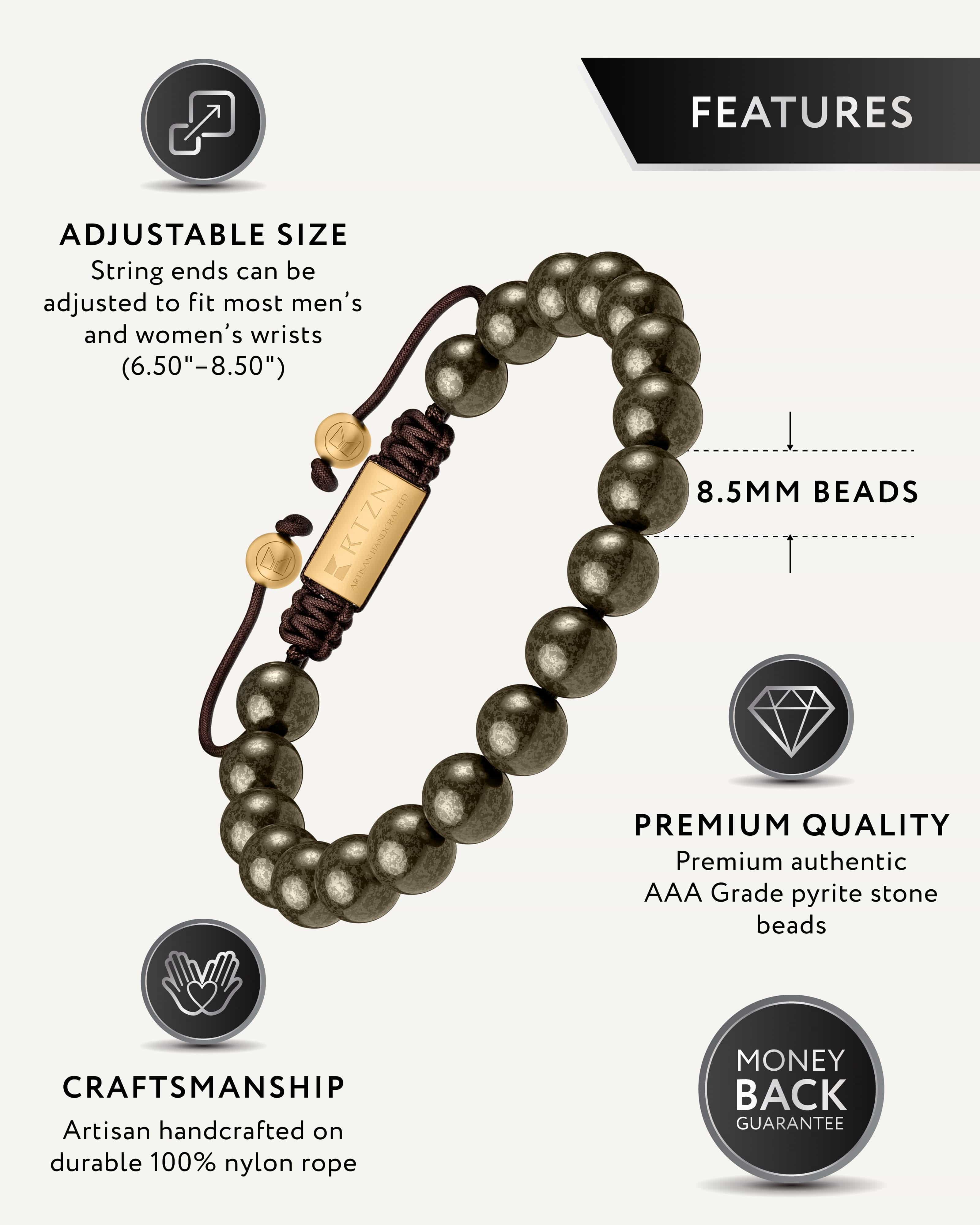 Pyrite Beaded Bracelet - Bali