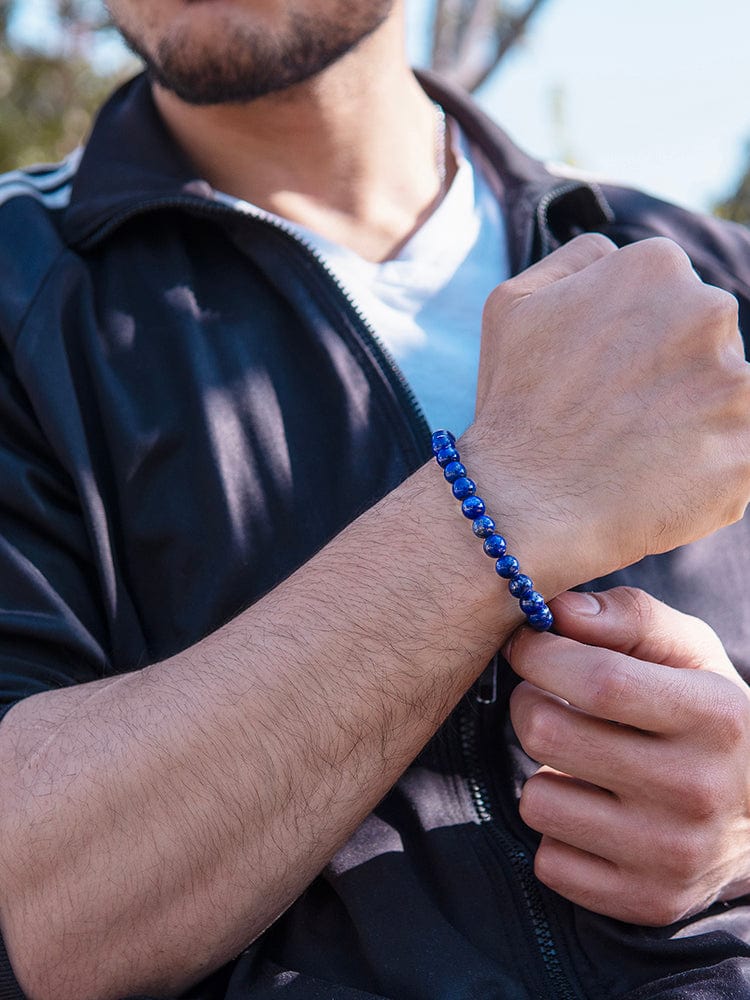 Men’s Blue Lapis Lazuli Beaded Bracelet Bali RTZN
