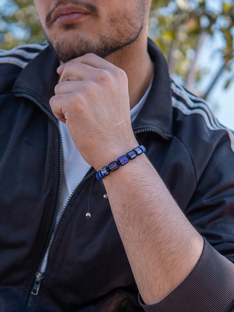 Men’s Blue Lapis Lazuli Beaded Bracelet Havana RTZN