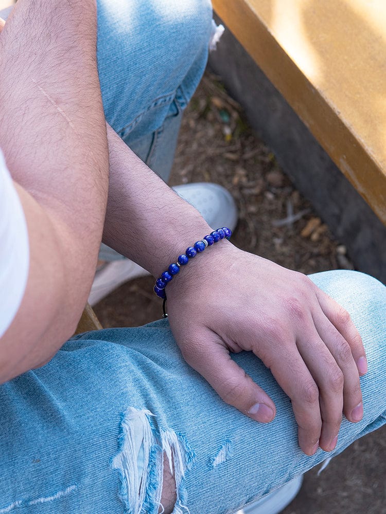 Men’s Blue Lapis Lazuli Beaded Bracelet Mykonos RTZN