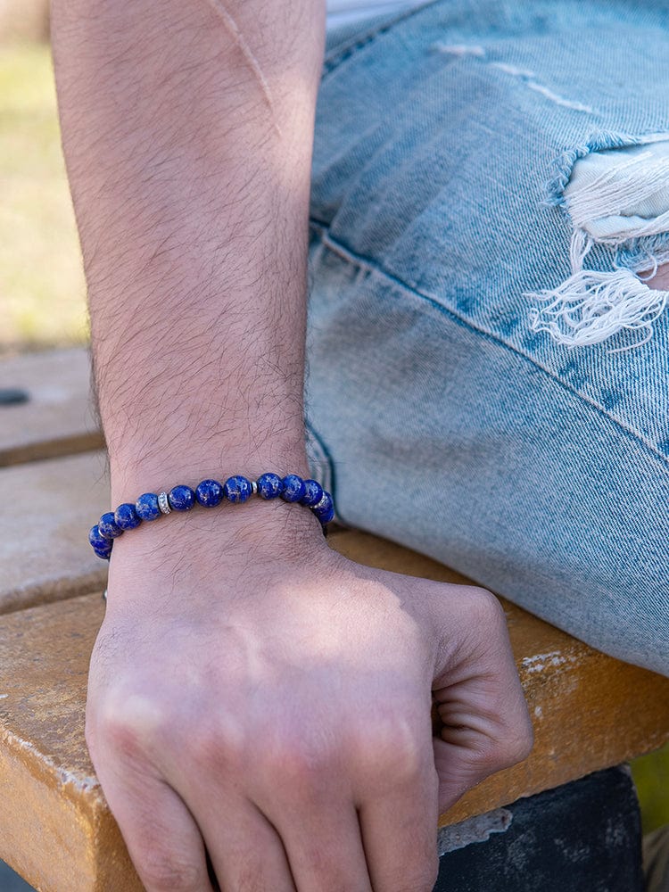 Men’s Blue Lapis Lazuli Beaded Bracelet Mykonos