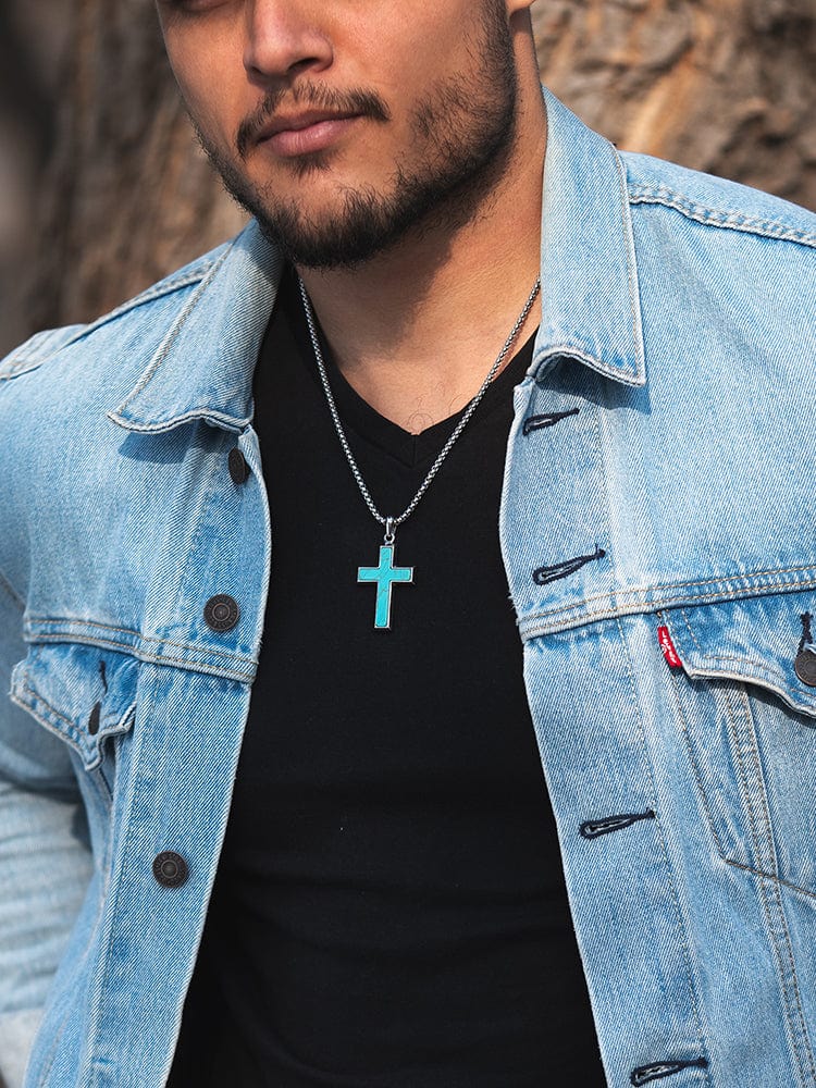 Turquoise Cross Pendant Necklaces RTZN