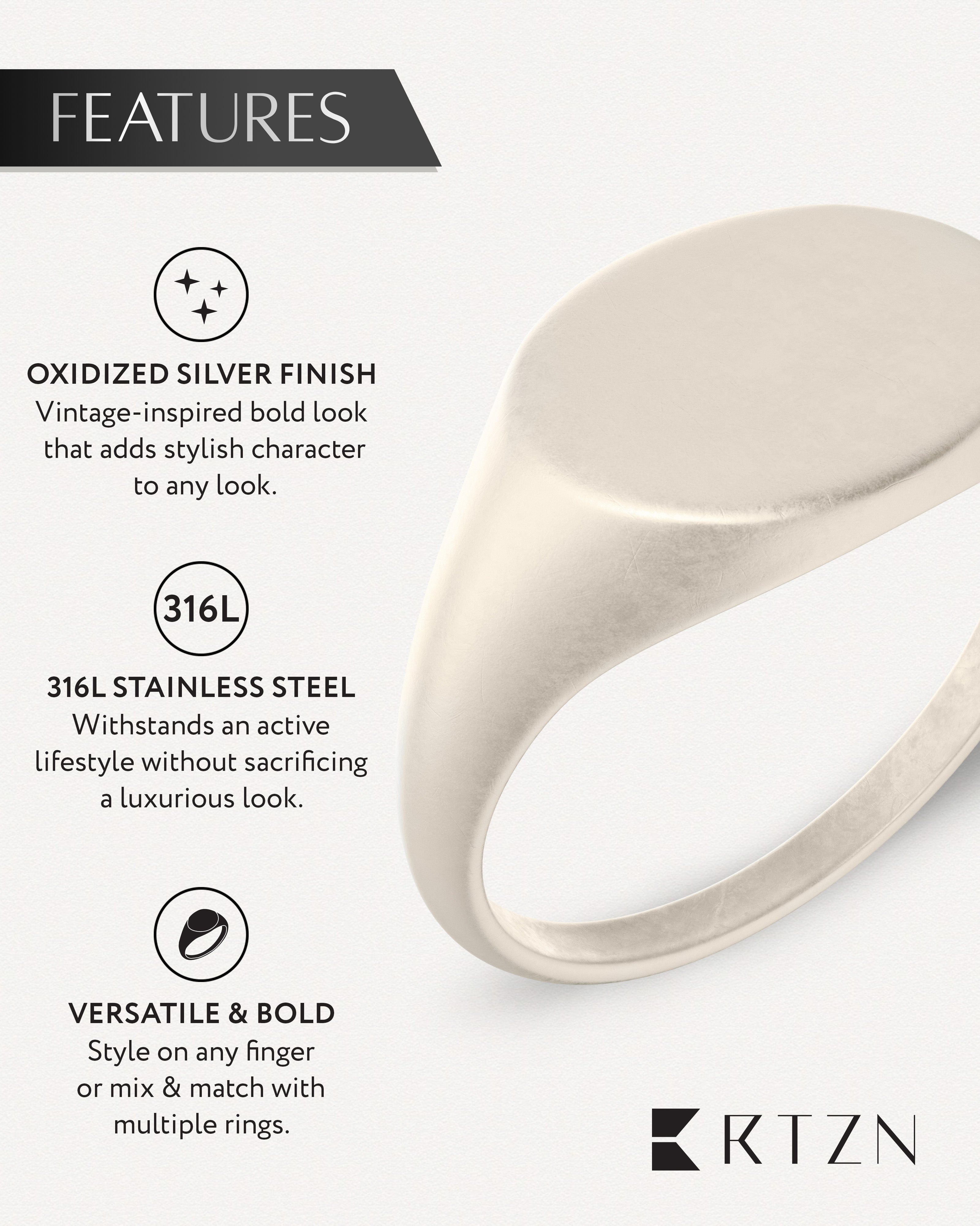 Round Signet Rings (Oxidized) RTZN