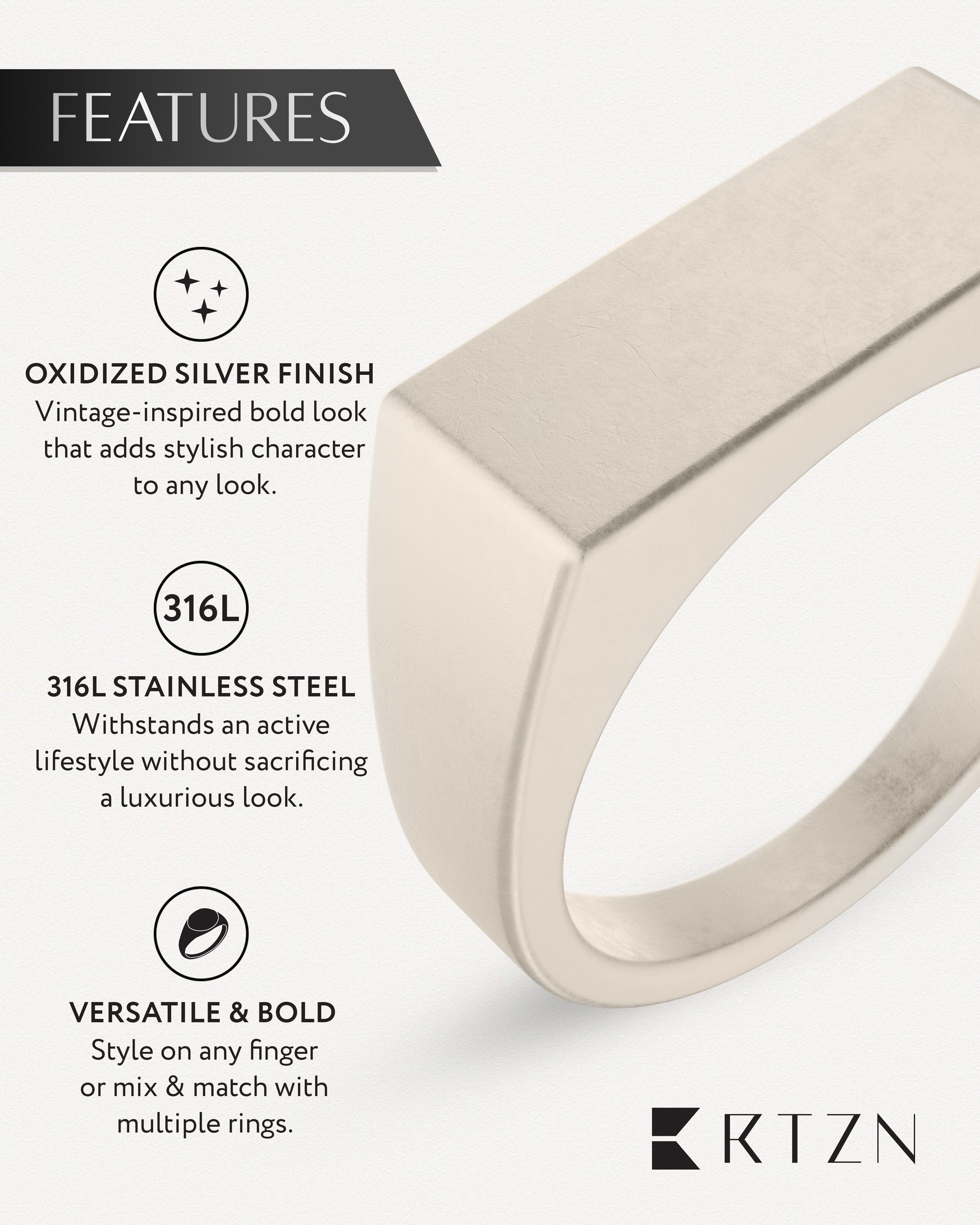 Rectangle Signet Rings (Oxidized) RTZN