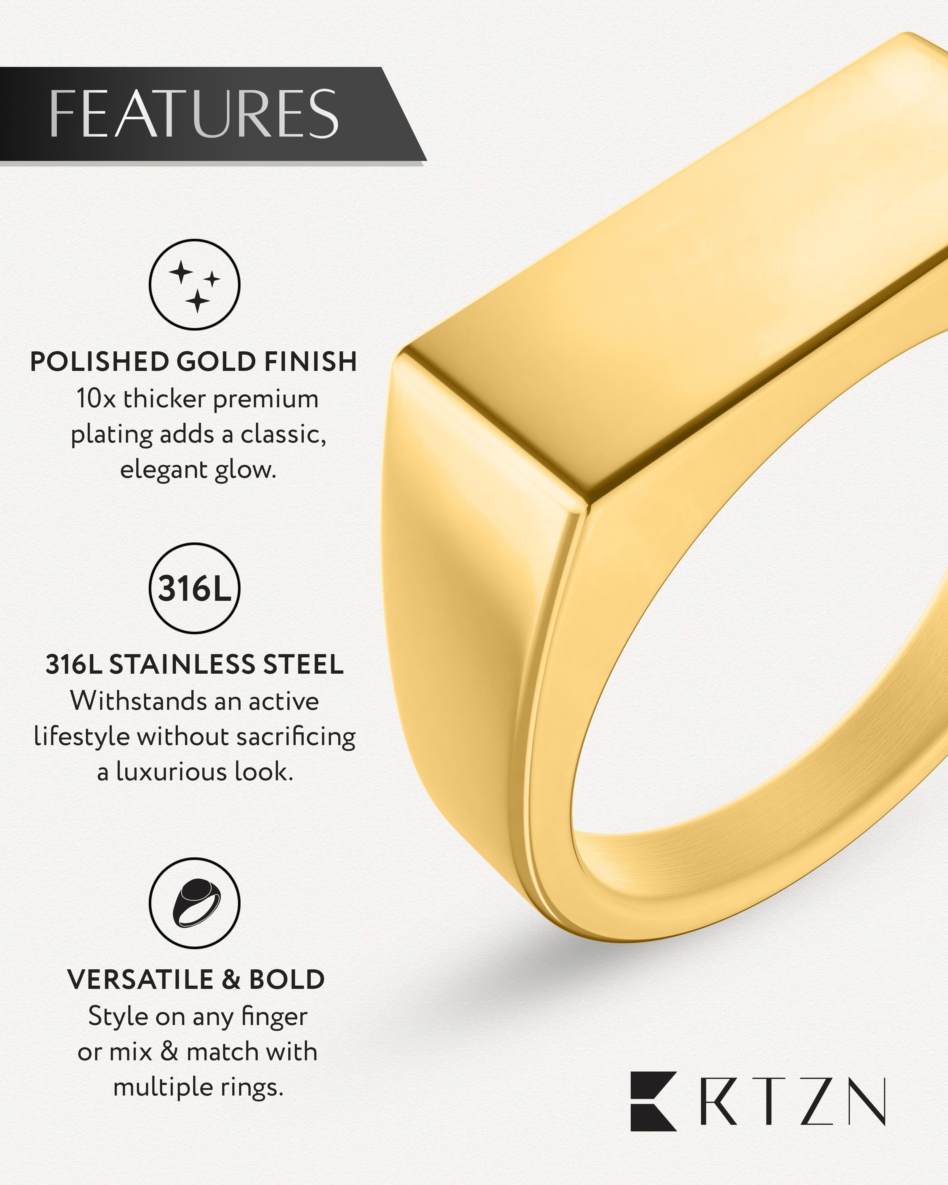 Rectangle Signet Rings (Gold) RTZN