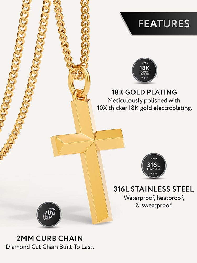 Cross Pendant Necklace (Gold) RTZN