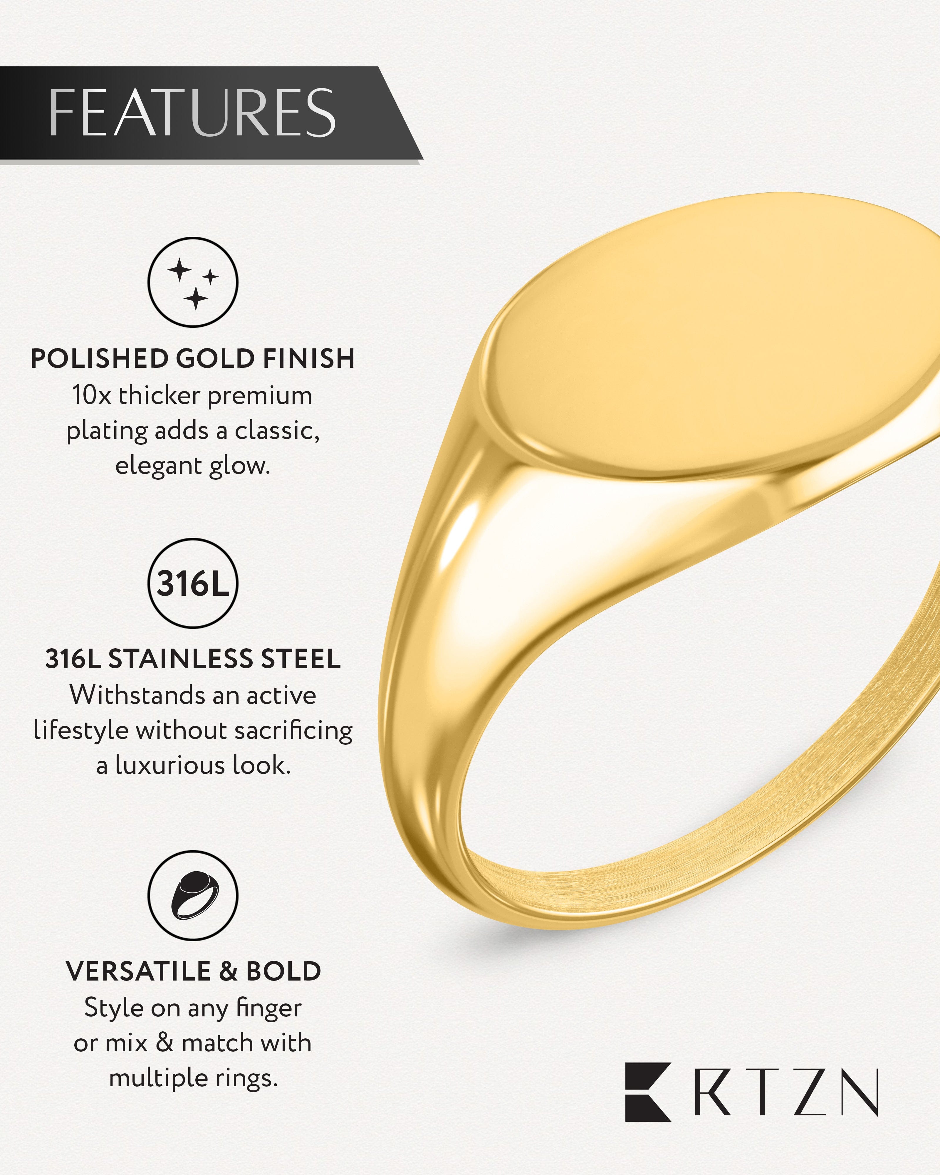 Round Signet Rings (Gold) RTZN