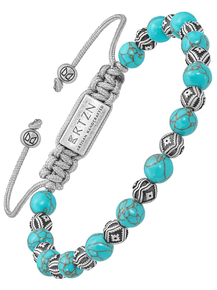 Turquoise & Silver Charms Beaded Bracelet - Native RTZN