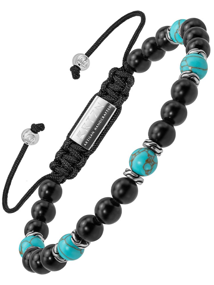 Turquoise & Black Onyx Beaded Bracelet - Navajo RTZN