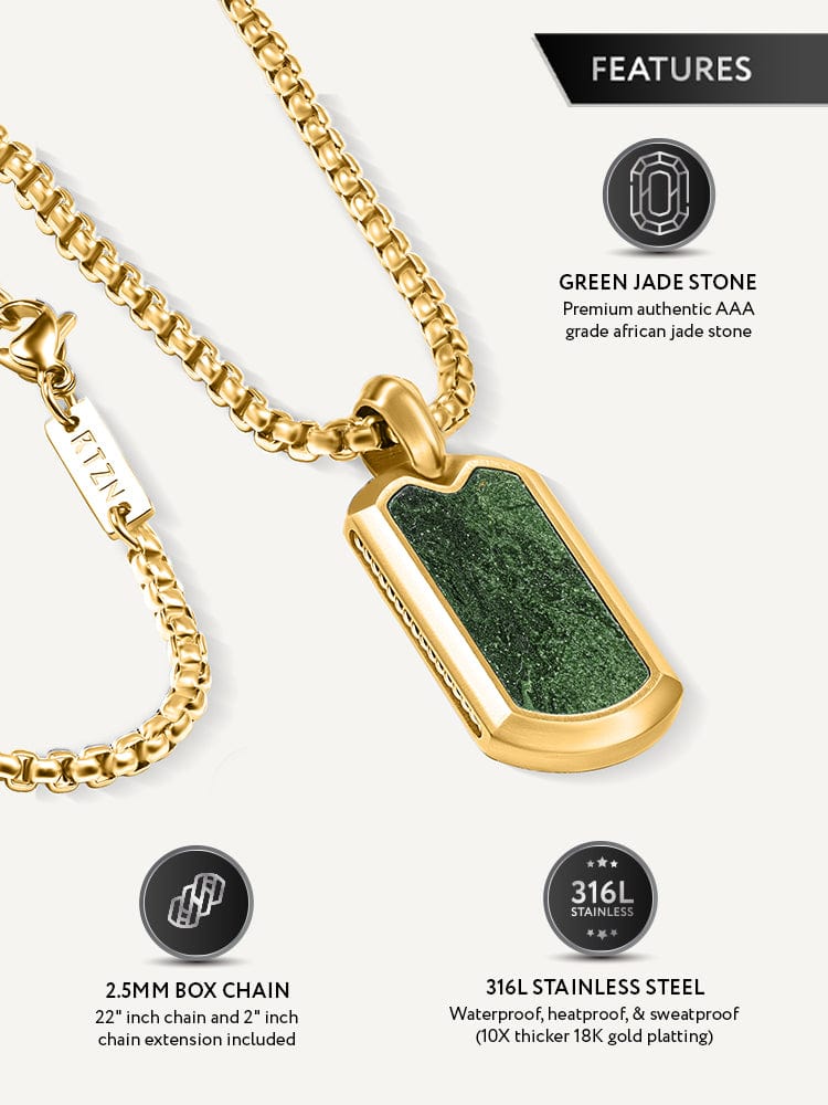 Jade Dog Tag Pendant Necklace RTZN