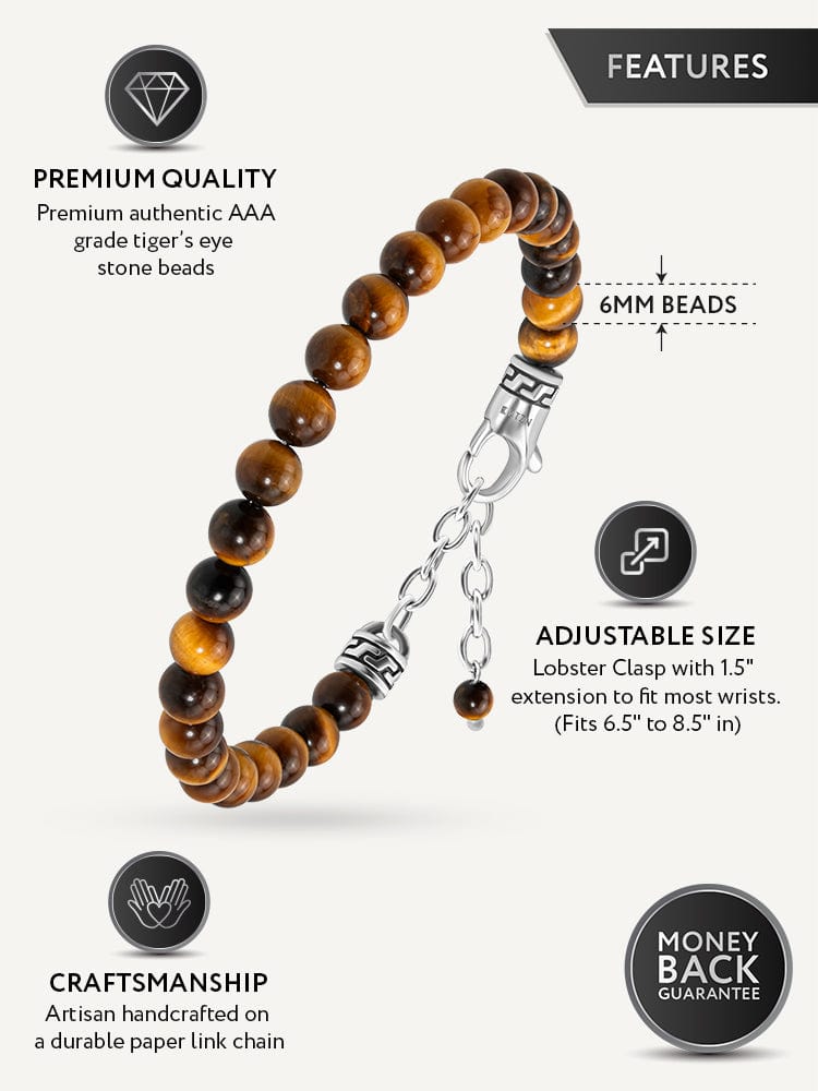 Tiger’s Eye Beaded Bracelet - Chain Fit RTZN