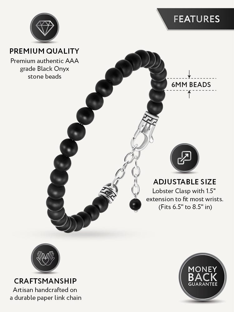 Black Onyx Beaded Bracelet - Chain Fit RTZN