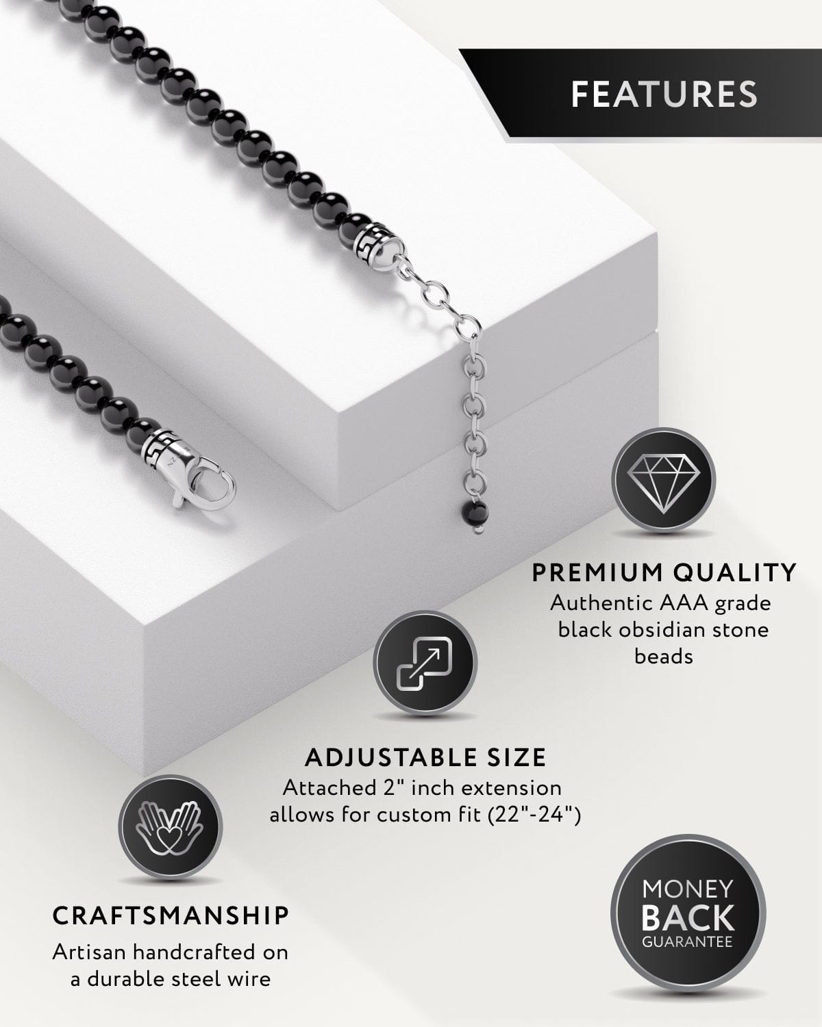 Black Obsidian Beaded Necklace