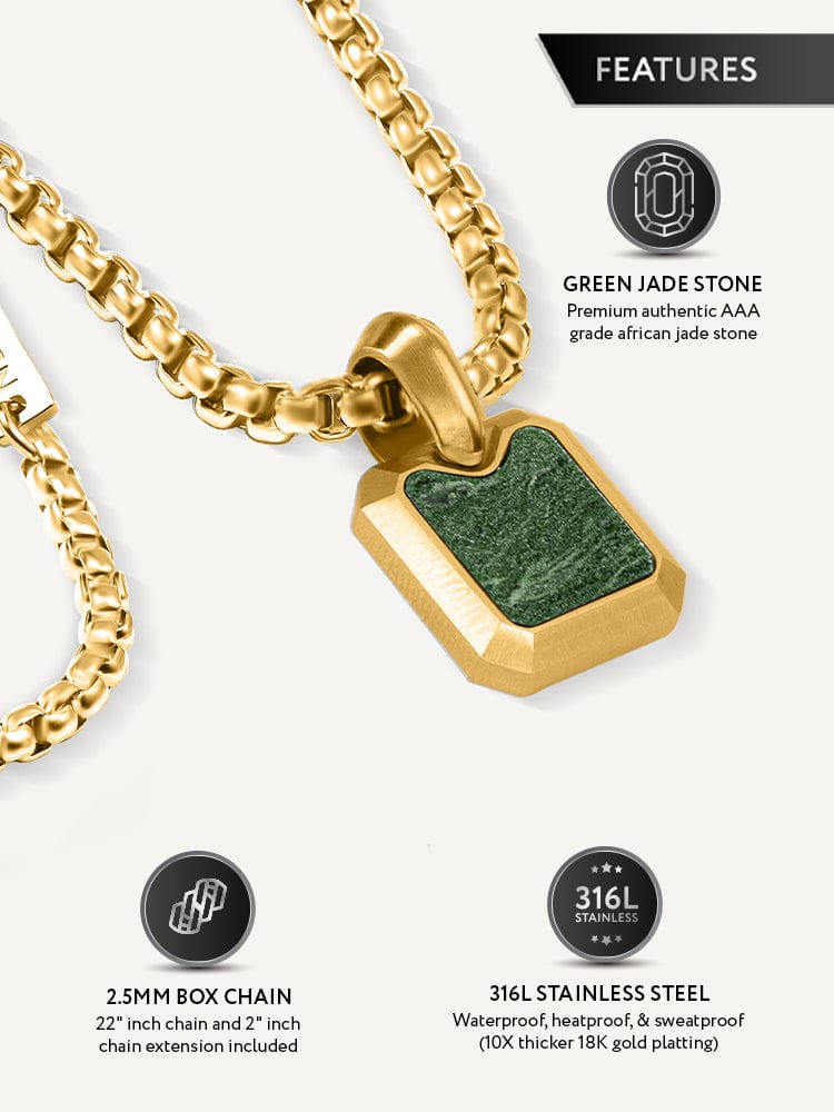 Square Jade Pendant Necklace RTZN