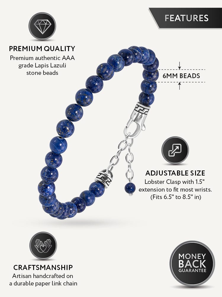 Lapis Lazuli Beaded Bracelet - Chain Fit RTZN