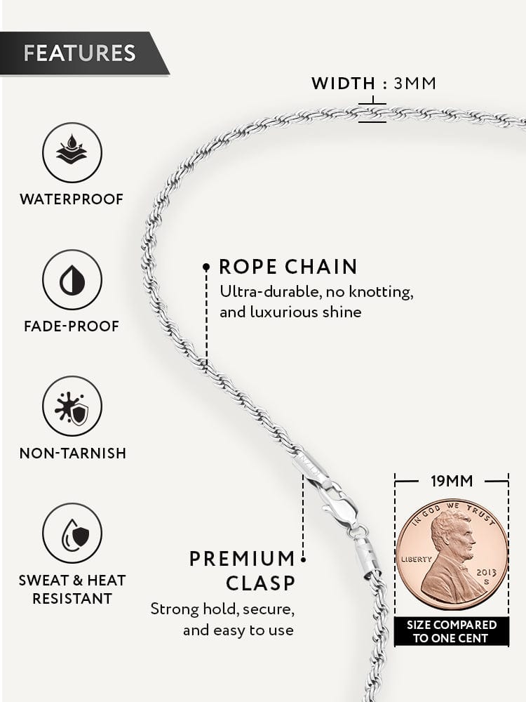Silver Rope Chain (3mm) RTZN