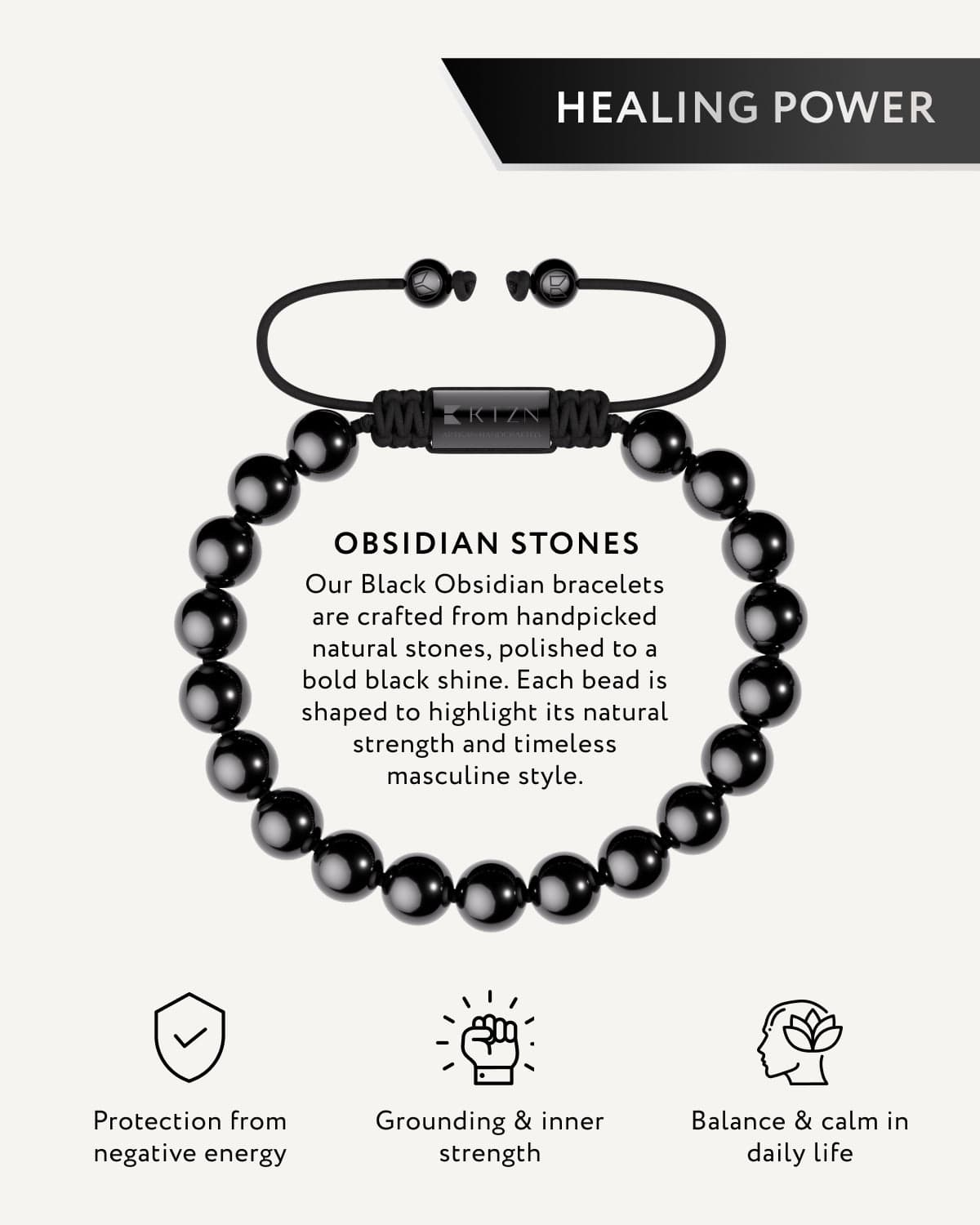 Black Obsidian Beaded Bracelet - Bali