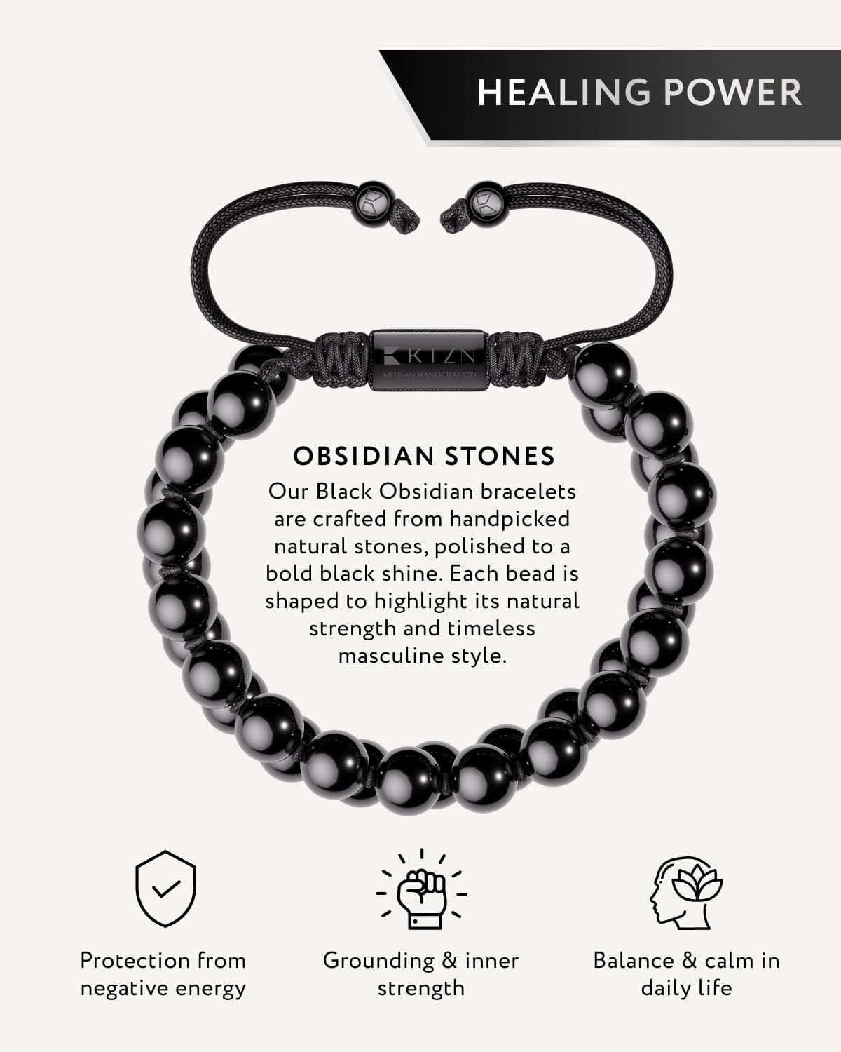 Black Obsidian Beaded Bracelet - Morroco