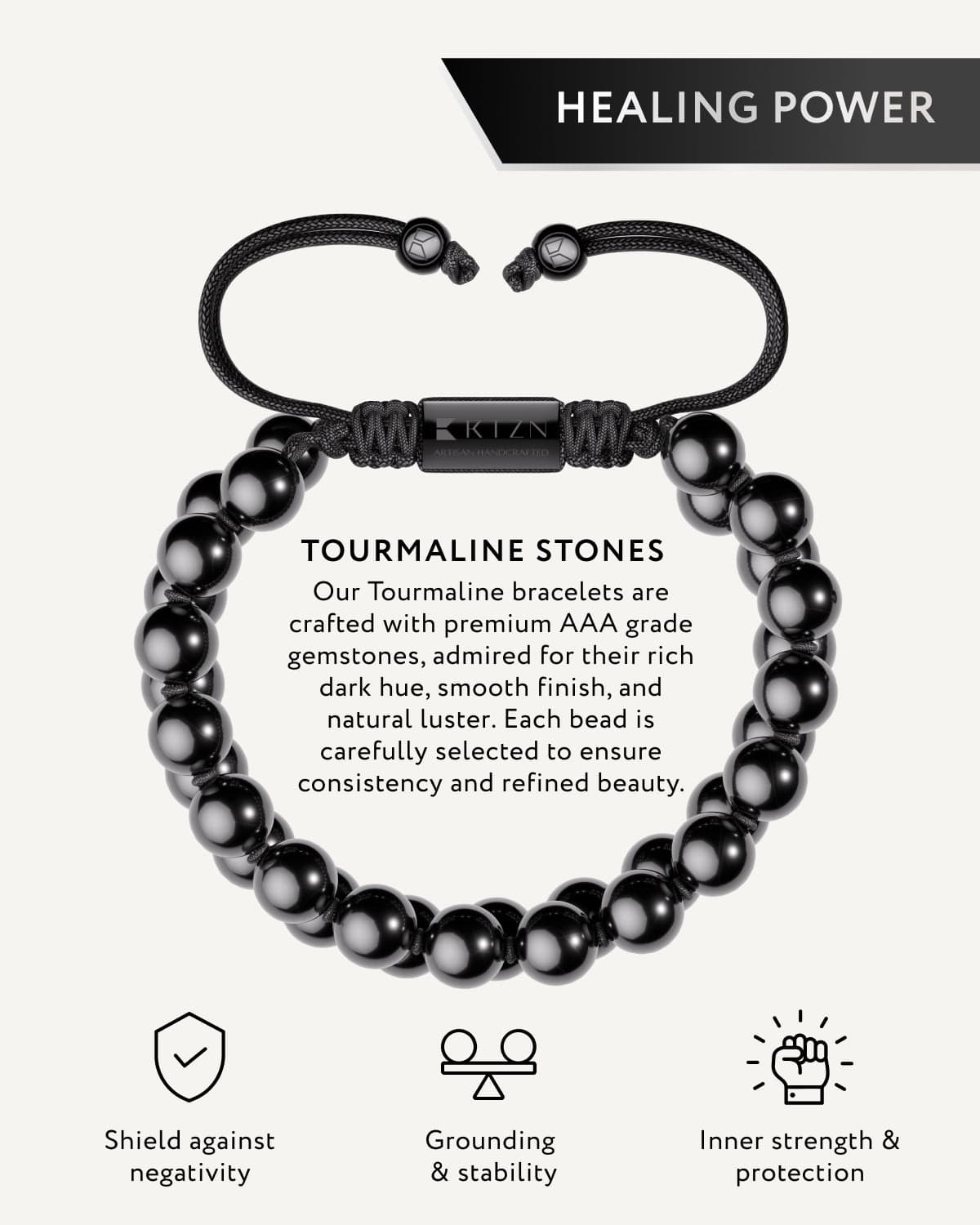 Black Tourmaline Beaded Bracelet - Morocco