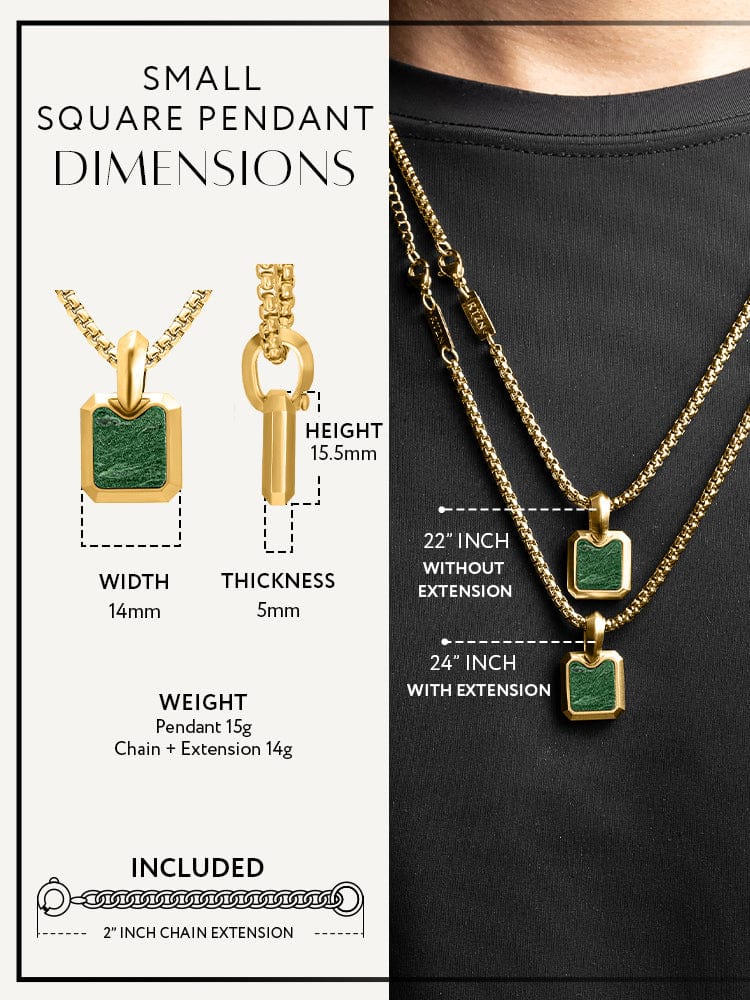 Square Jade Pendant Necklace RTZN