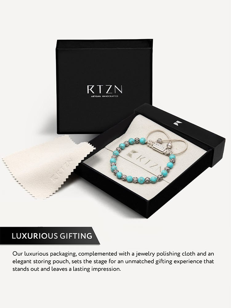 Turquoise & Silver Charms Beaded Bracelet - Native RTZN
