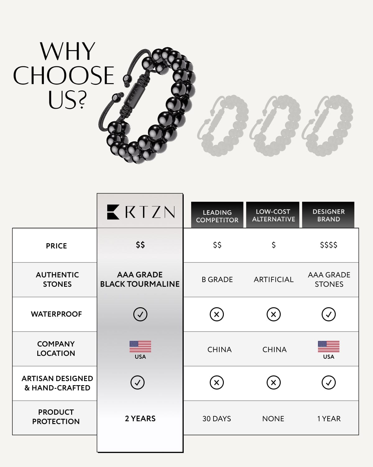 Black Tourmaline Beaded Bracelet - Morocco