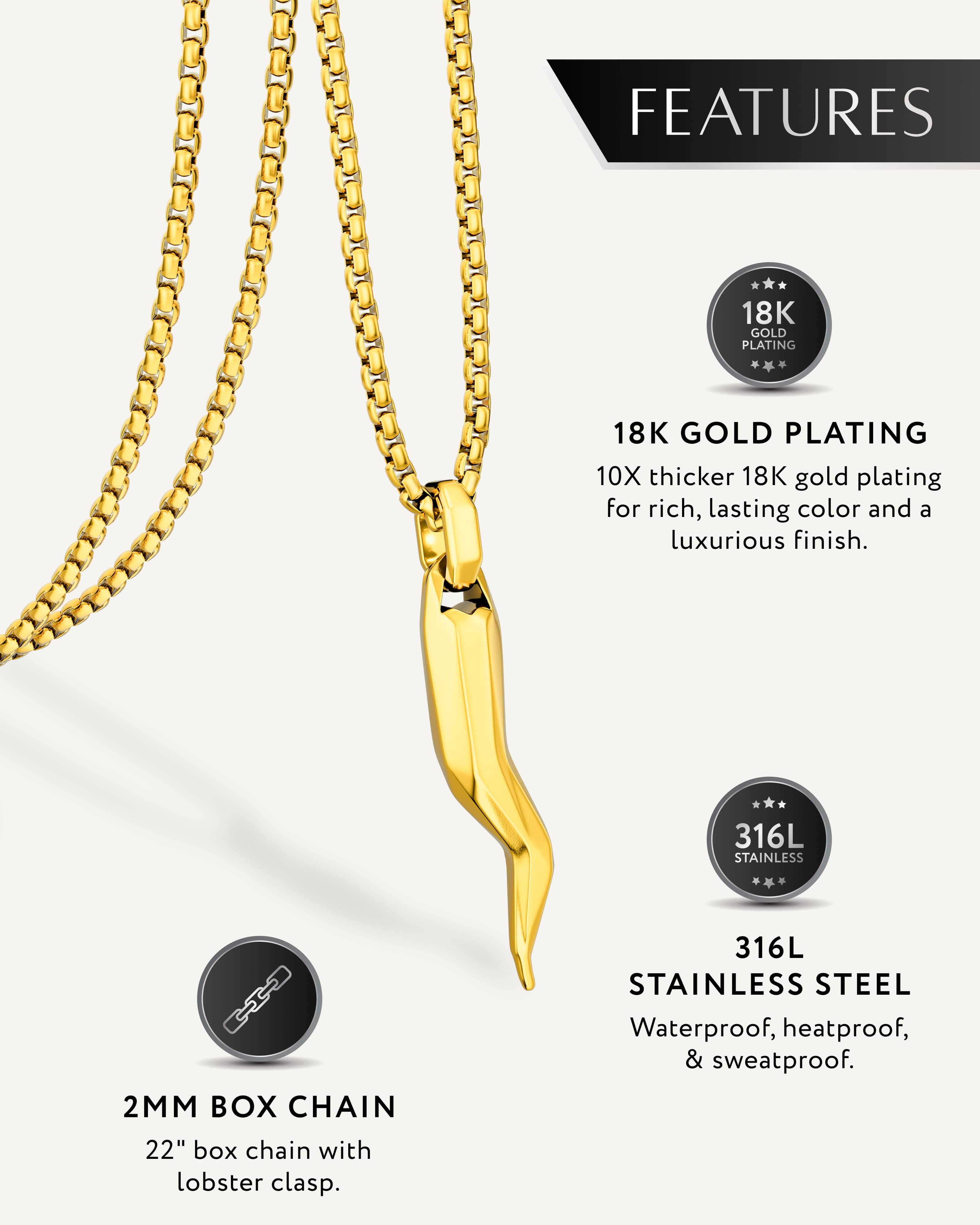 Italian Horn Necklace (Gold)