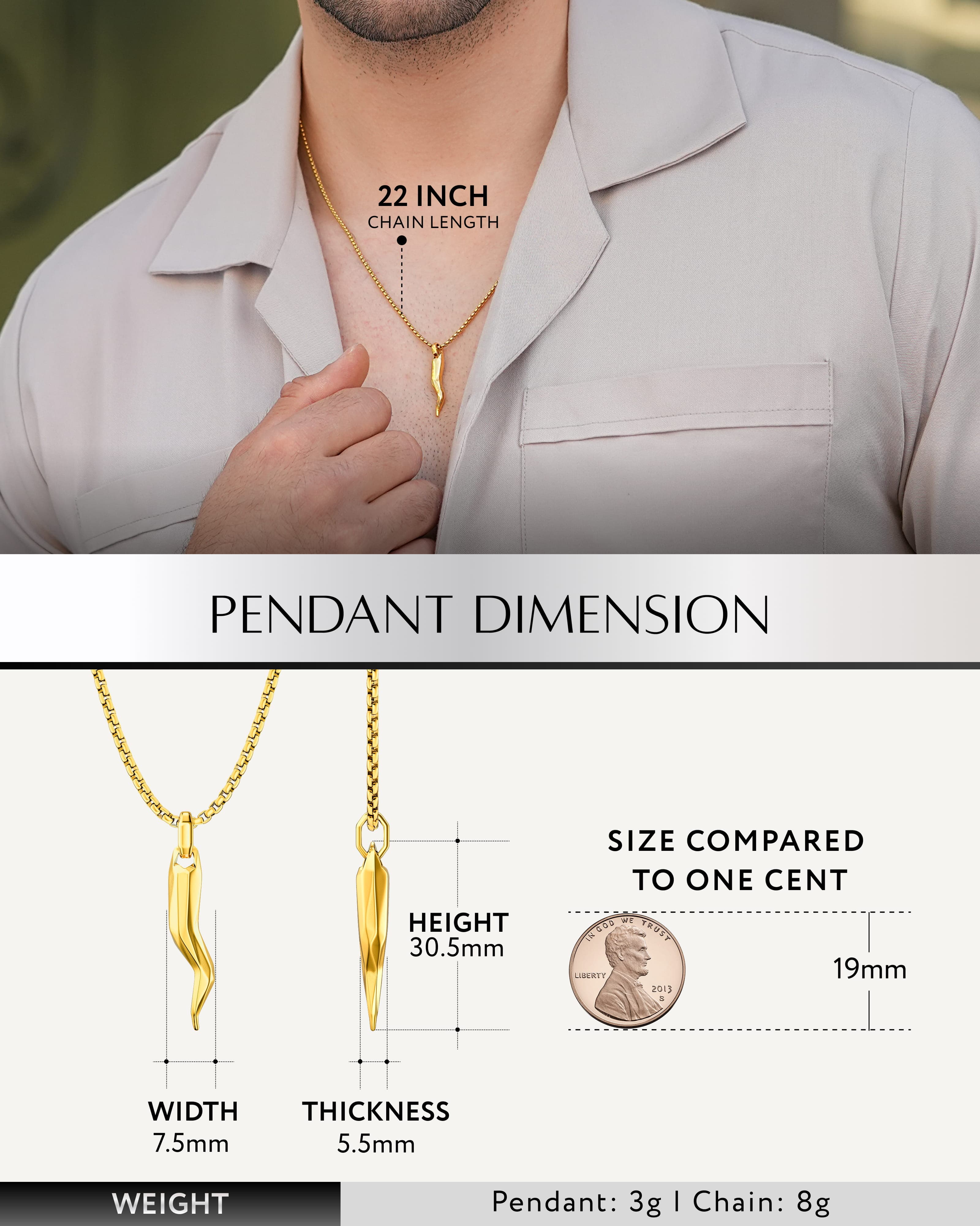 Italian Horn Necklace (Gold)