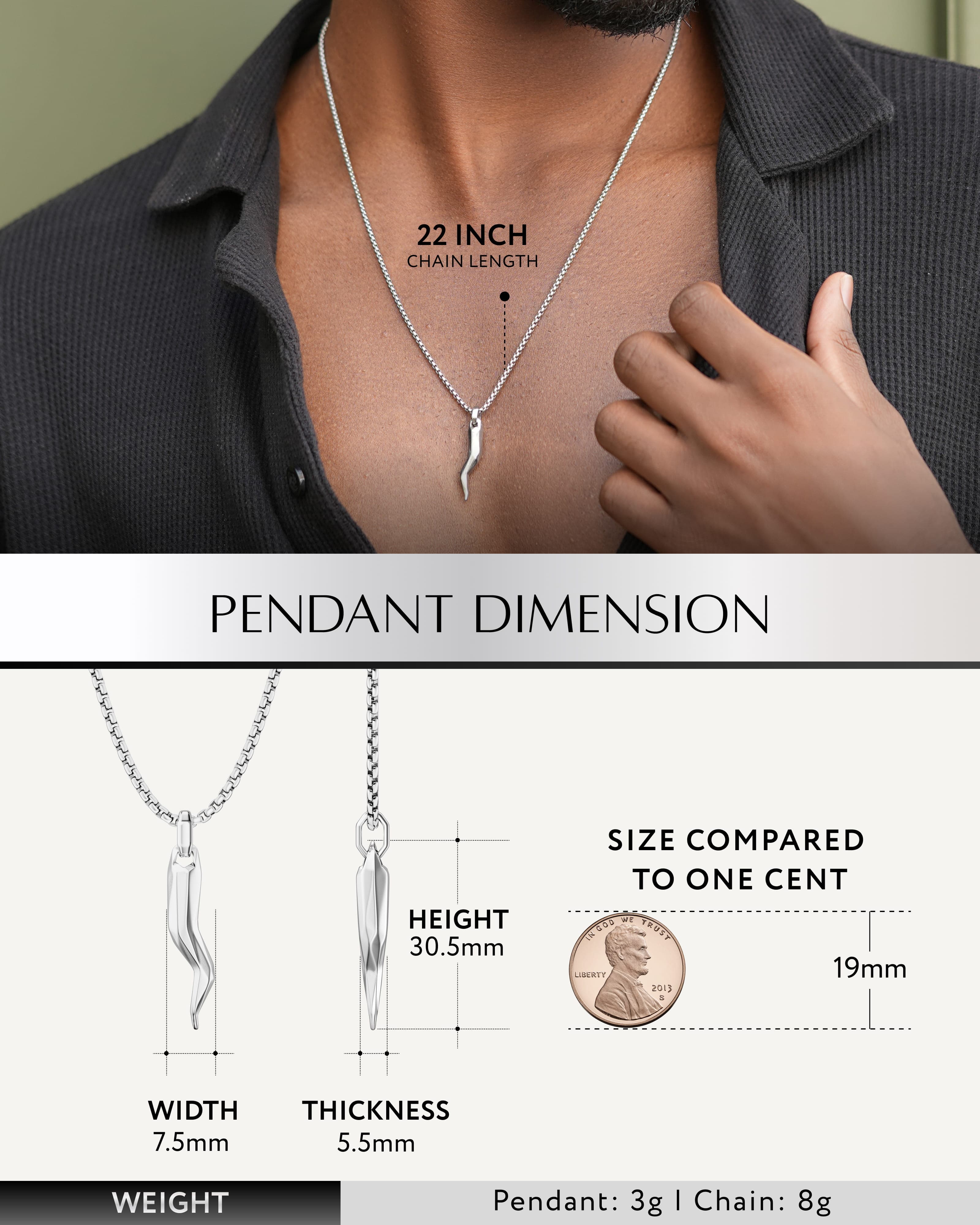 Italian Horn Necklace (Silver)