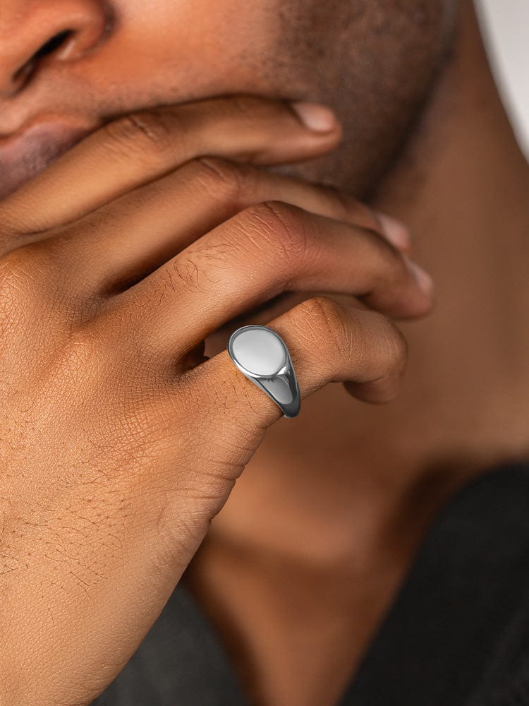 Silver Round Signet Rings (Polished) RTZN