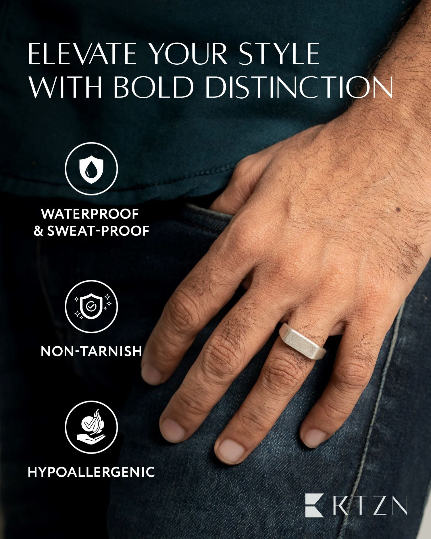 Rectangle Signet Rings (Oxidized) RTZN